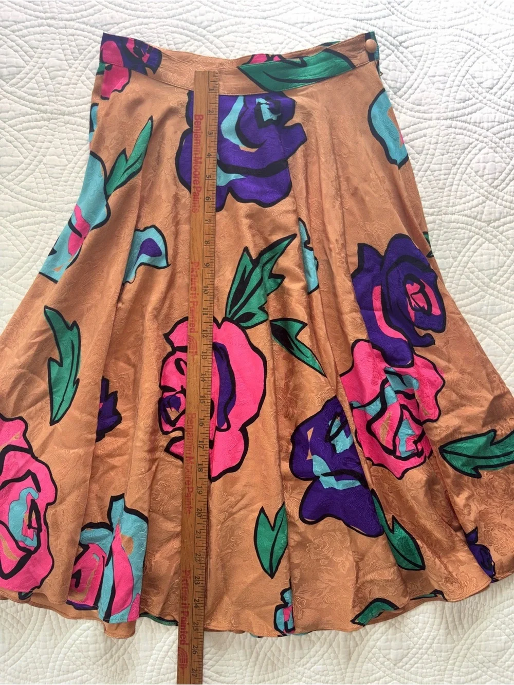 Silk Floral Vintage A-Line Skirt Size 4